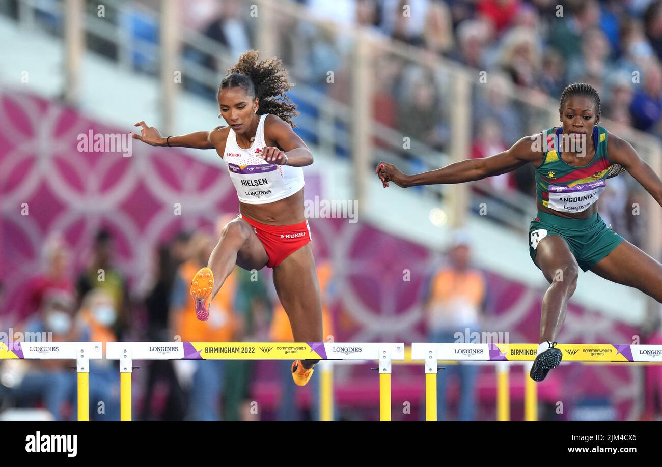 England's Lina Neislen during the Women's 400m Hurdles Round 1 Heat 1 at Alexander Stadium on day seven of the 2022 Commonwealth Games in Birmingham. Picture date: Thursday August 4, 2022. Stock Photo