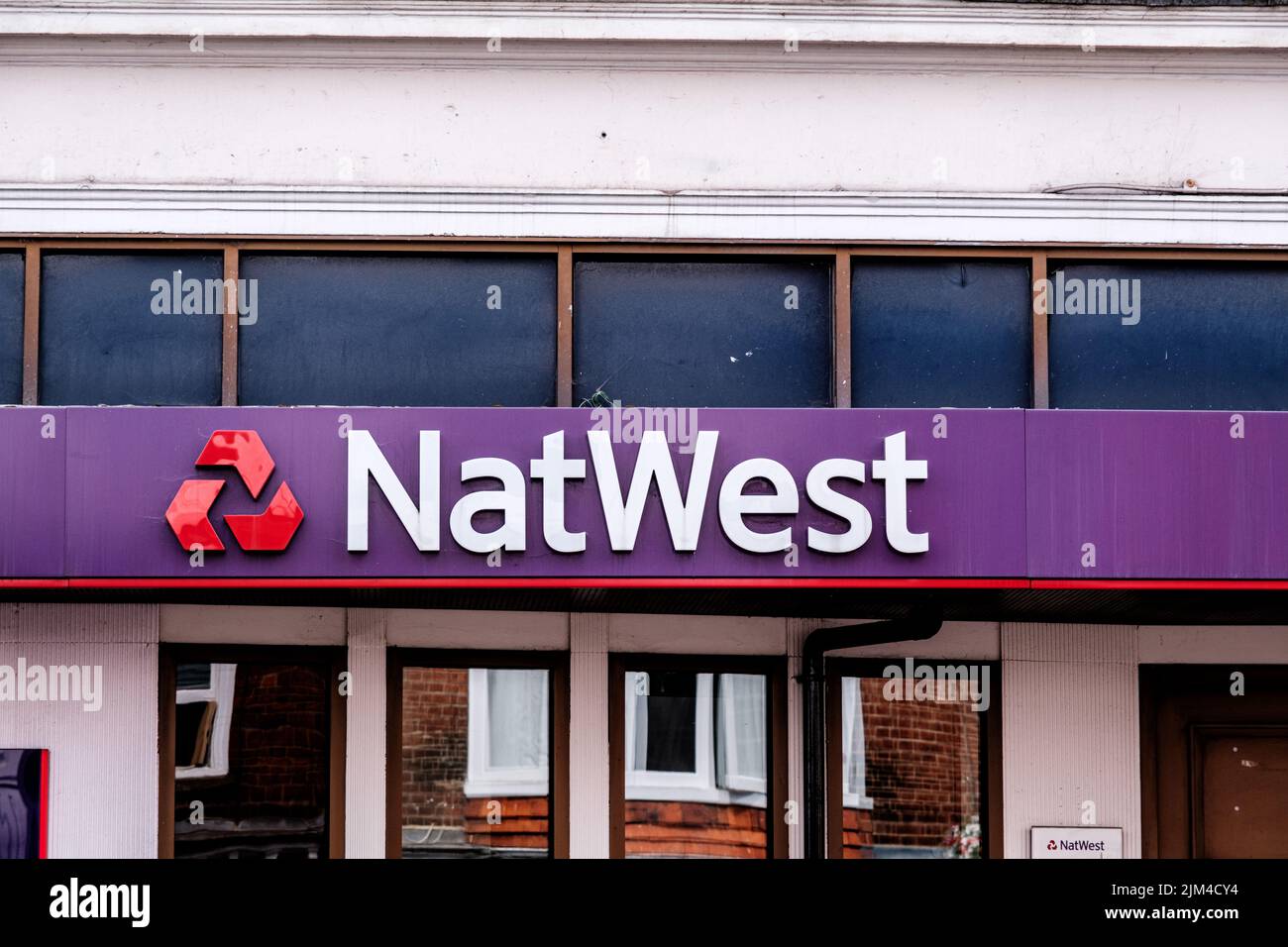 Dorking, Surrey Hills, London UK, June 30 2022, NatWest High Street Retail Bank Sign And Logo With No People Stock Photo