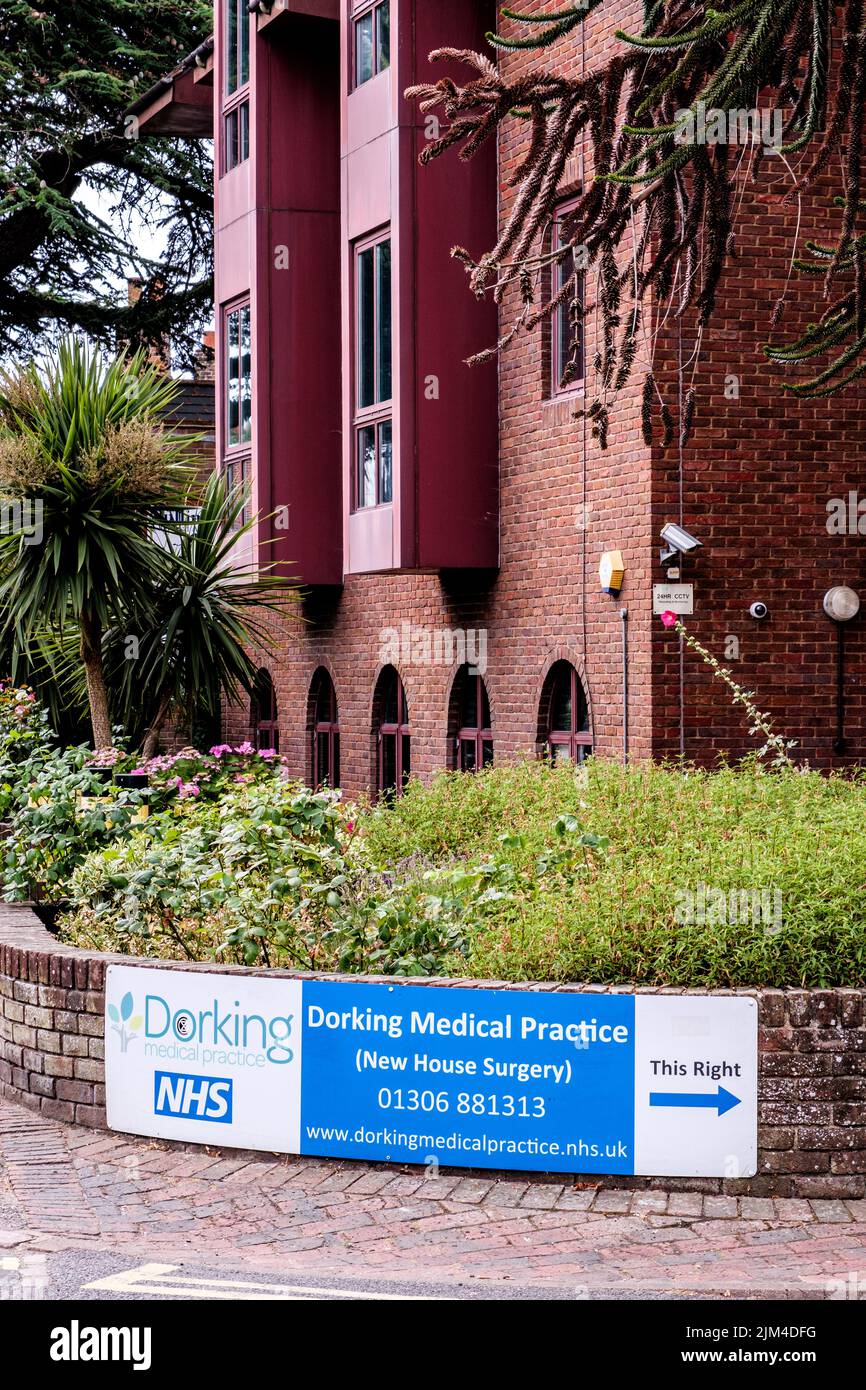 Dorking, Surrey Hills, London UK, June 30 2022, NHS Primary Care Doctors Surgery Sign And Logo Stock Photo