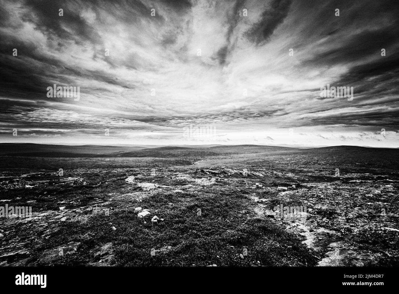 Green field and blue sky view Black and White Stock Photos & Images - Alamy