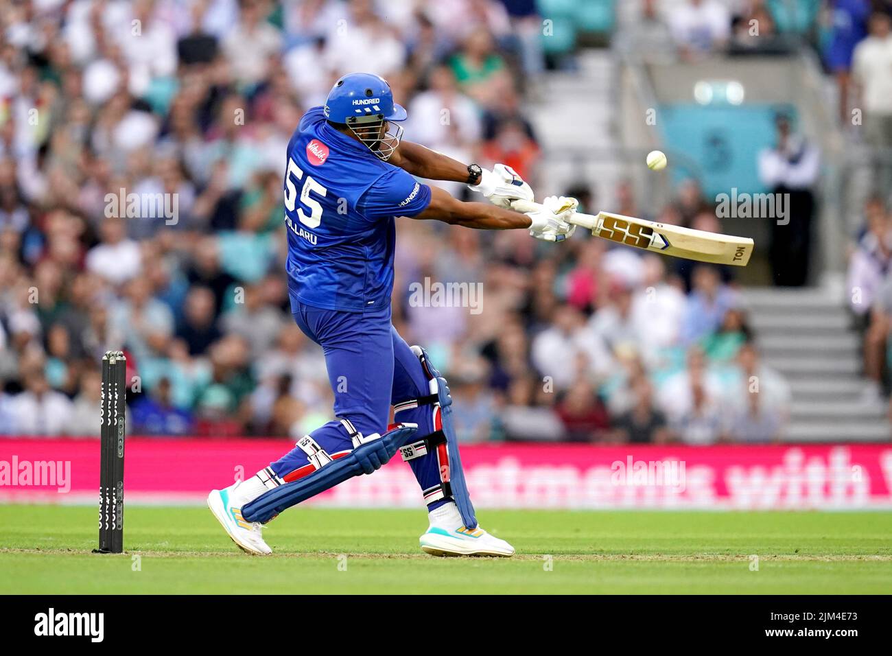 London Spirit's Kieron Pollard batting during The Hundred match at The Kia Oval, London. Picture date: Thursday August 4, 2022. Stock Photo