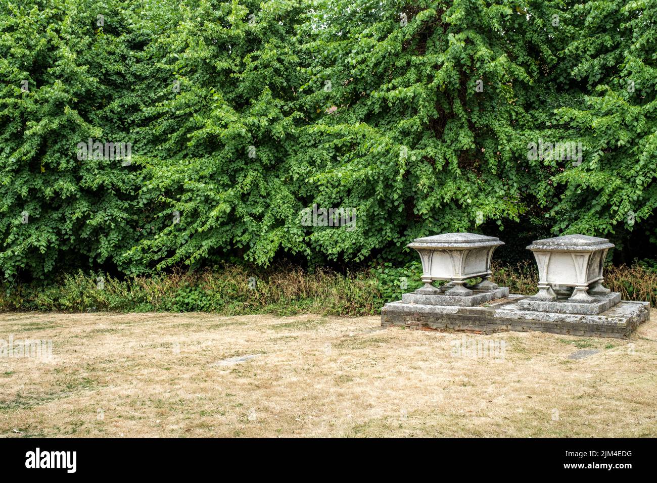 Dorking, Surrey Hills, London UK, June 30 2022, Two Raised Syone Tombs In A Church Graveyard Or Cemetery Stock Photo
