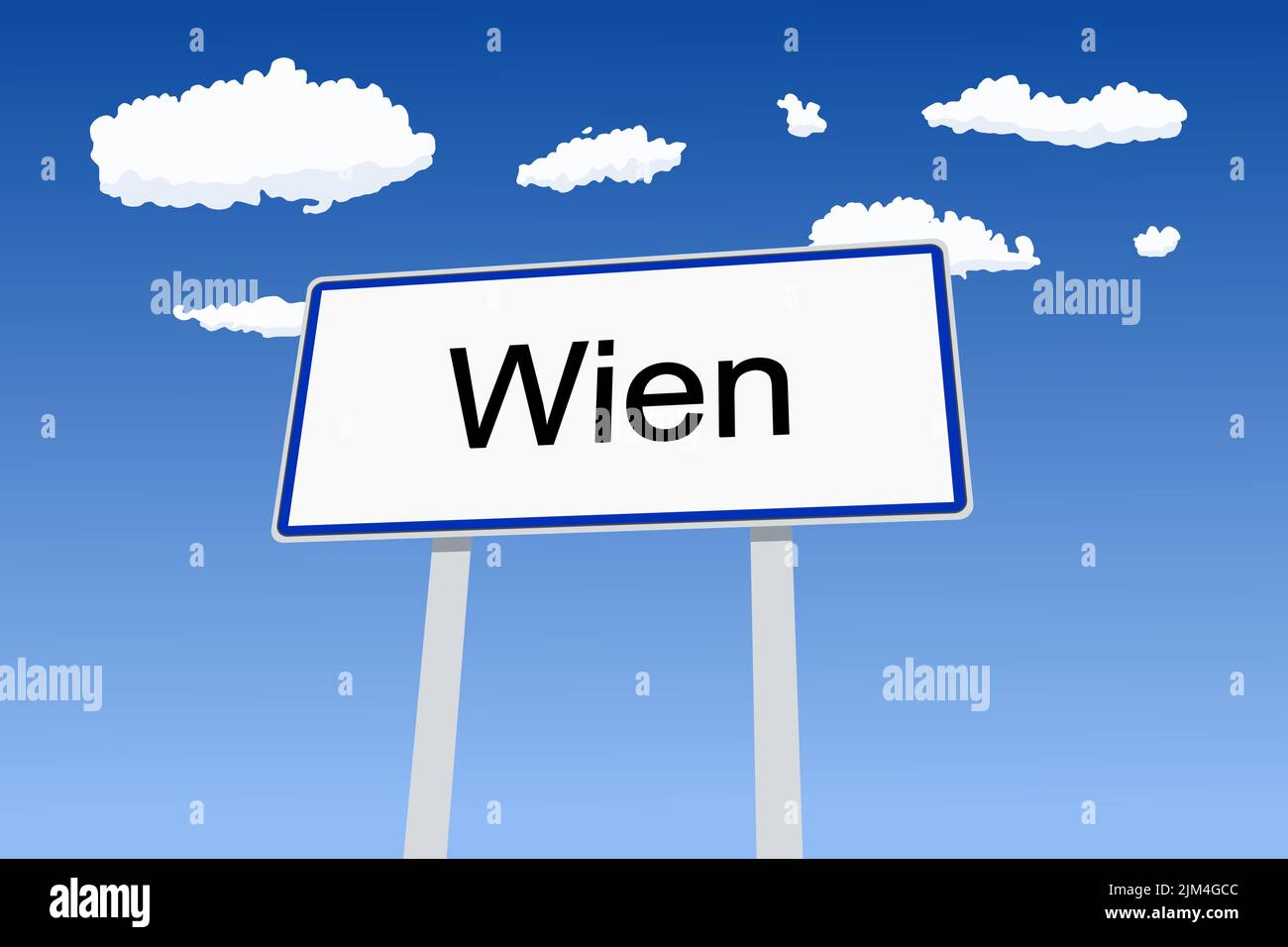 Vienna (Wien) city sign in Austria. City name welcome road sign vector illustration. Stock Vector