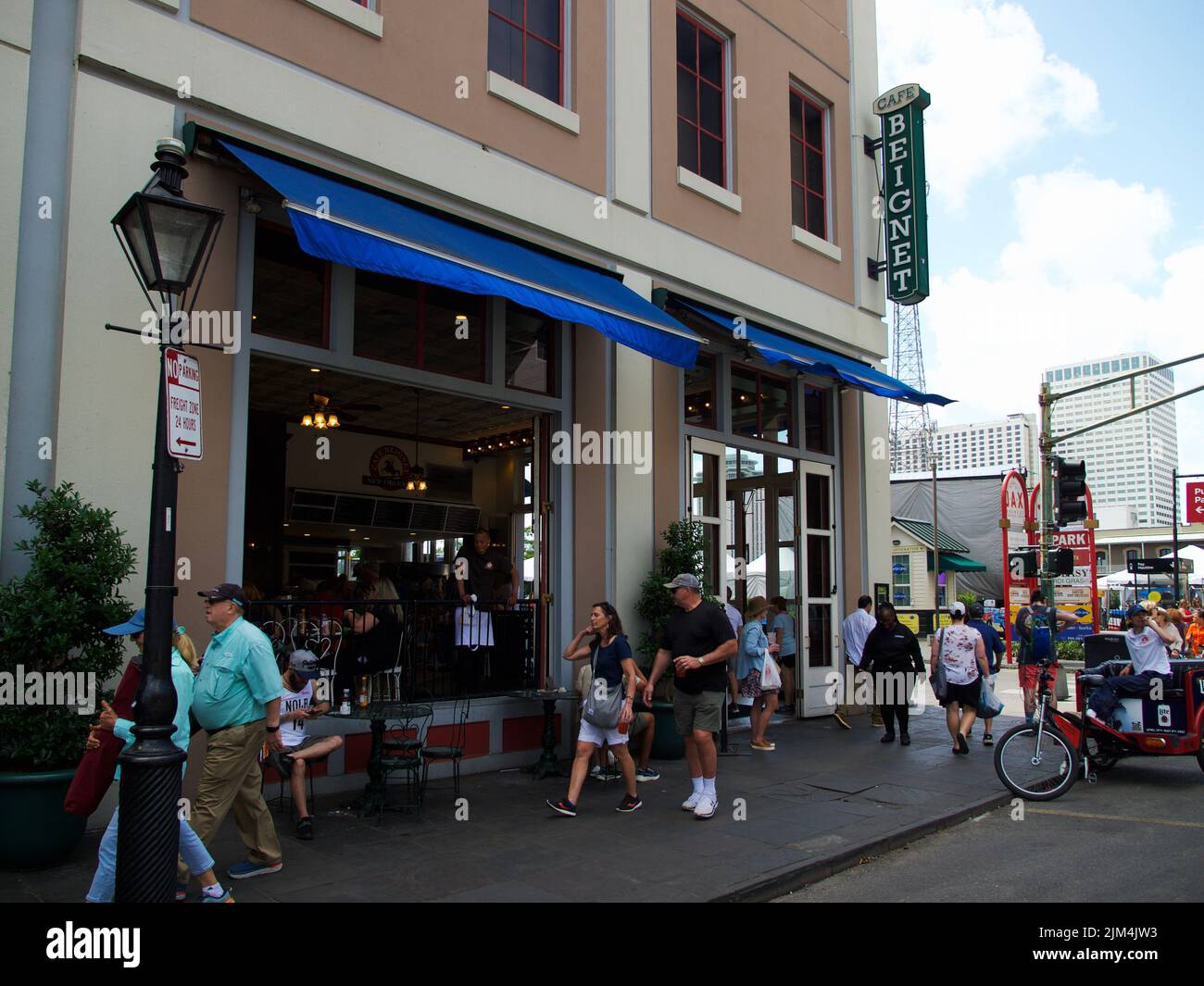 A closeup of the Cafe in the French Quarter of New Orleans