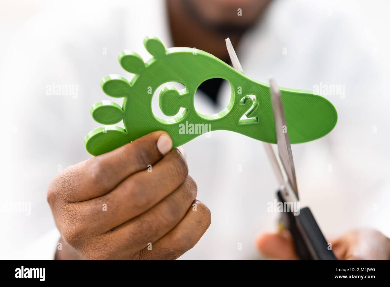 Carbon Dioxide Footprint Sign. Co2 Reduction. Green Environment Stock Photo