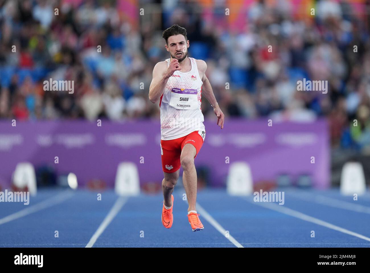 England's Zachary Alexander Shaw coming home to take silver in the Men's T11/12 100m Final at Alexander Stadium on day seven of the 2022 Commonwealth Games in Birmingham. Picture date: Thursday August 4, 2022. Stock Photo