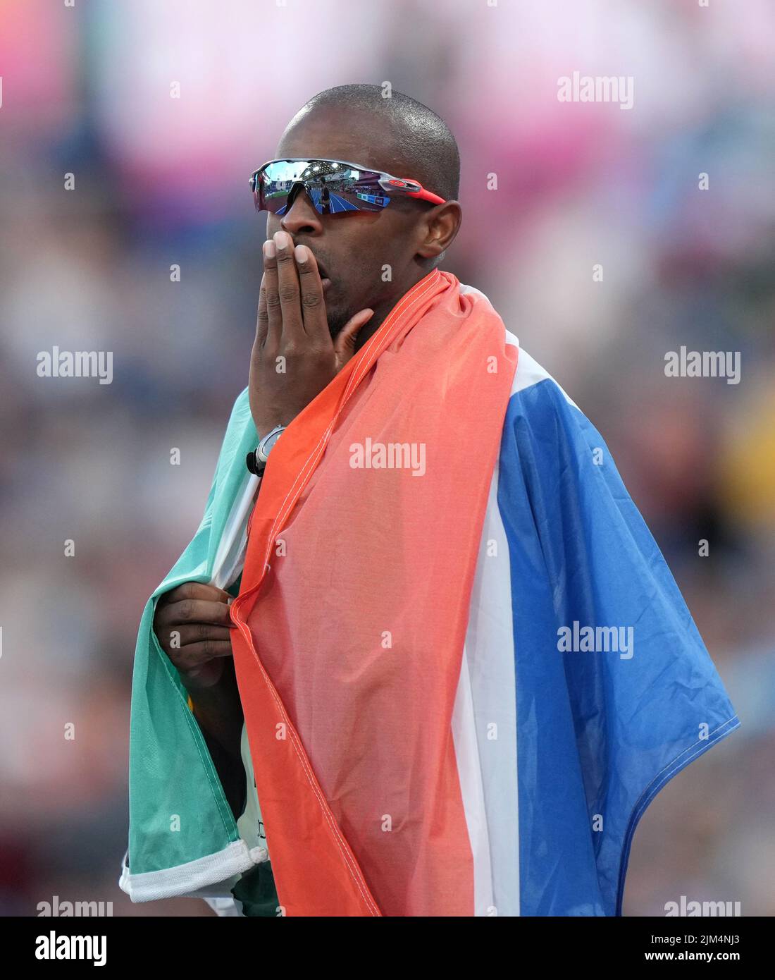 Gold medal winner South Africa's Ndodomzi Jonathan Ntutu after the Men's T11/12 100m Final at Alexander Stadium on day seven of the 2022 Commonwealth Games in Birmingham. Picture date: Thursday August 4, 2022. Stock Photo