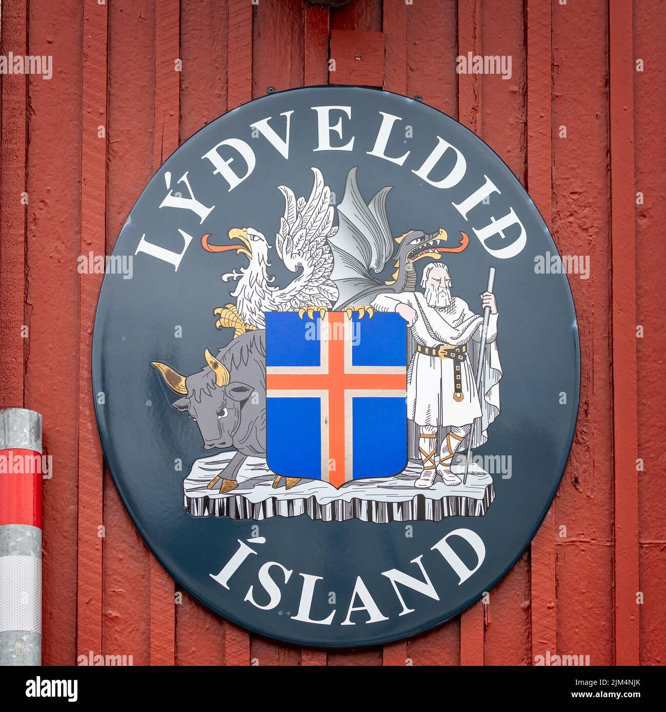 Close up of Lydveldid Island metal sign in Nuuk, Greenland on 20 July 2022 Stock Photo