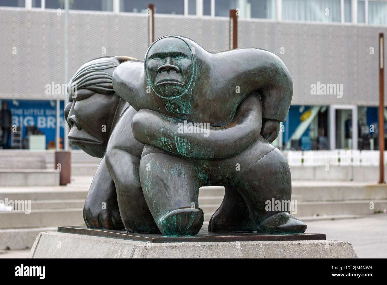 Bronze Kaassassuk Sculpture by Simon Kristoffersen in Nuuk, Greenland on 20 July 2022 Stock Photo