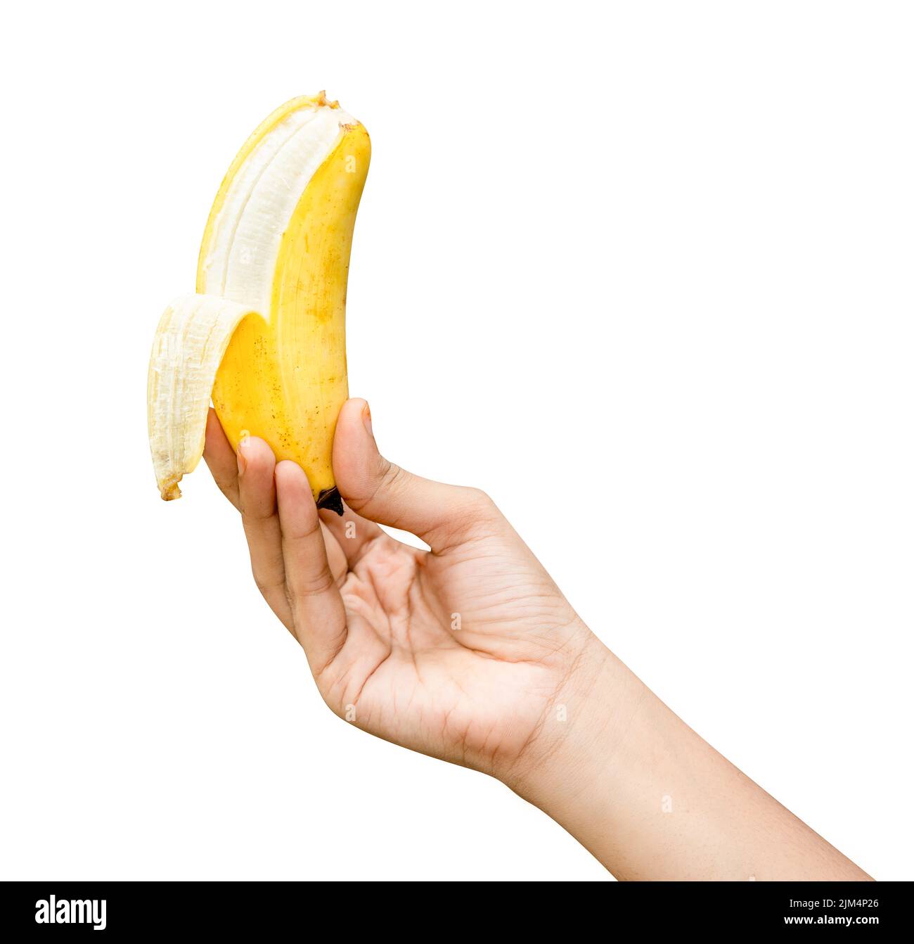 Person holding a banana in the hand Stock Photo Alamy