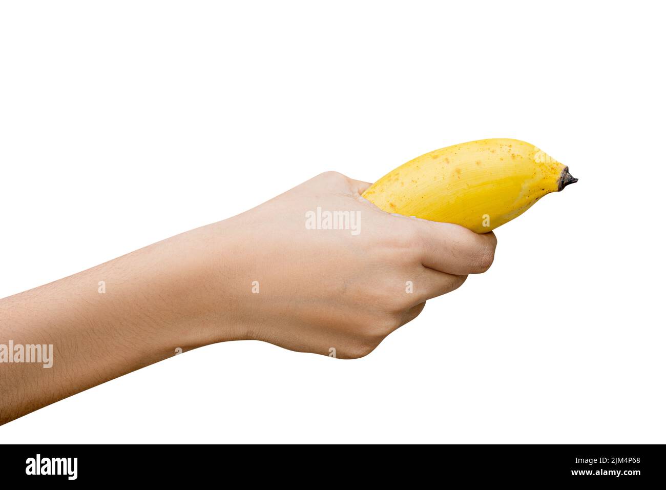 Person holding a banana in the hand Stock Photo Alamy