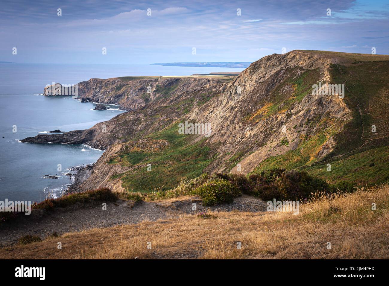 Beautiful coast of Cornwall, UK. Iddylic landscape scenery. Stock Photo