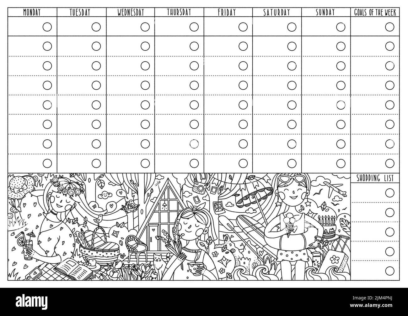 Coloring planner page Stock Photo