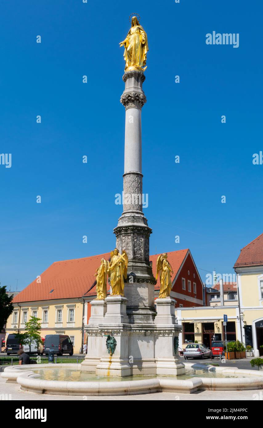 Golden statue of the Virgin Mary at the Cathedral of the Assumption Zagreb Croatia Stock Photo