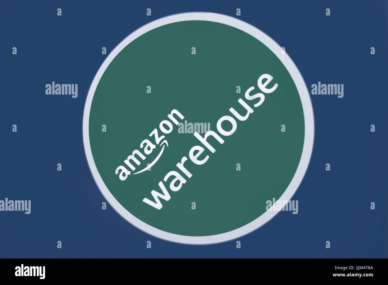 Sticker of Amazon Warehouse outside a package in Germany Stock Photo