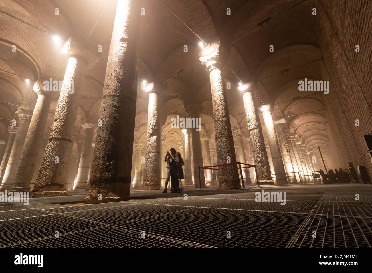 Columns or pillars of Basilica Cistern or Yerebatan Sarnici. Istanbul Turkey - 8.3.2022 Stock Photo
