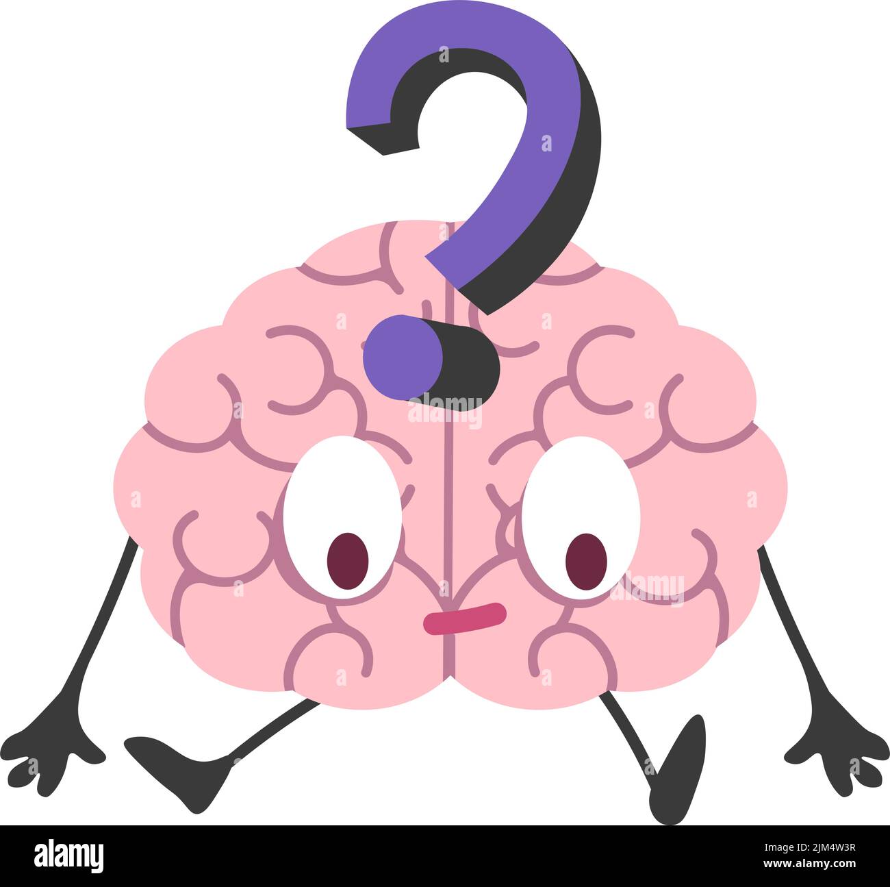 Puzzled brain, mind character with question mark Stock Vector Image ...