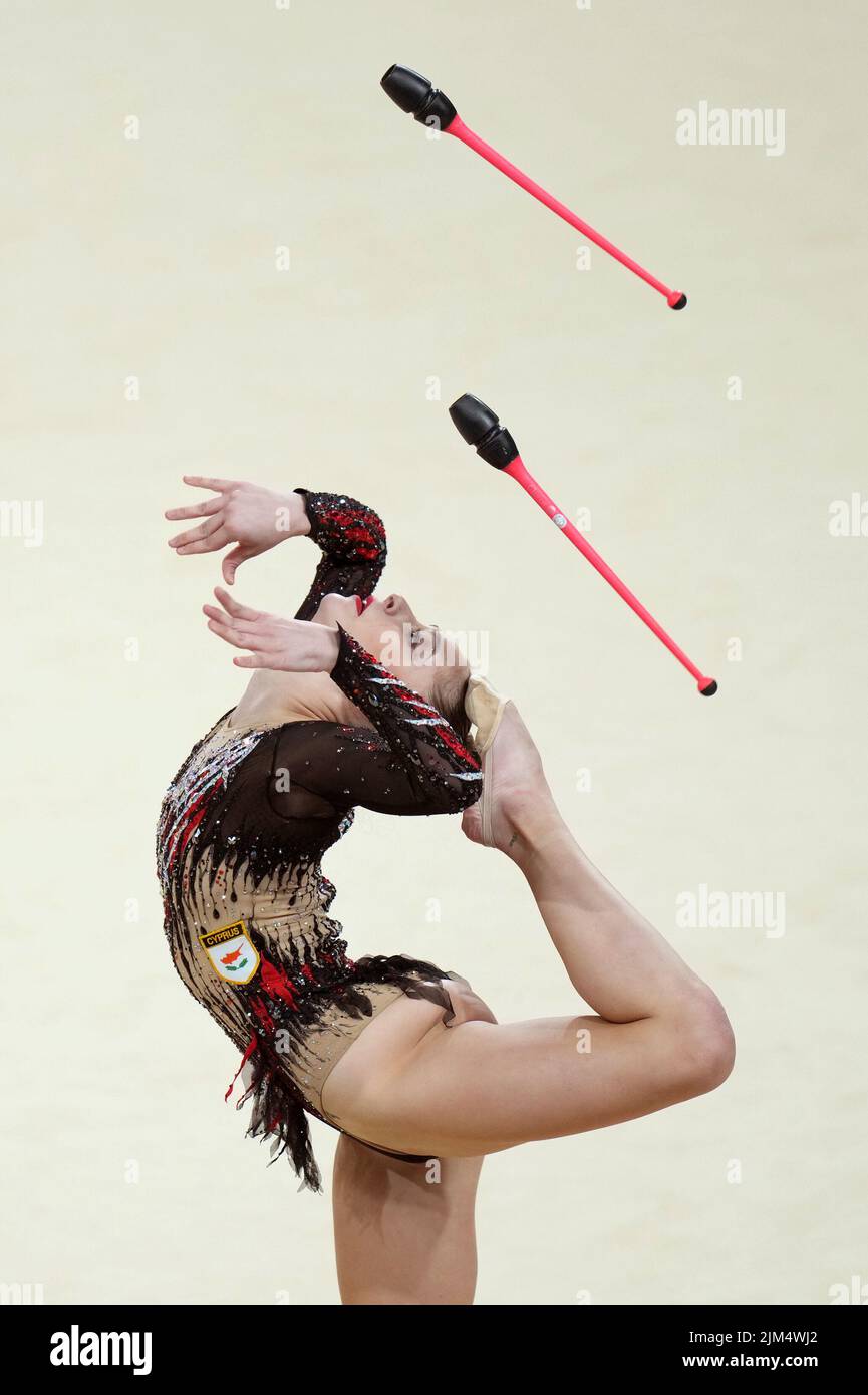 Cyprus' Anastasia Pingou during Rhythmic Gymnastics, Team Final and