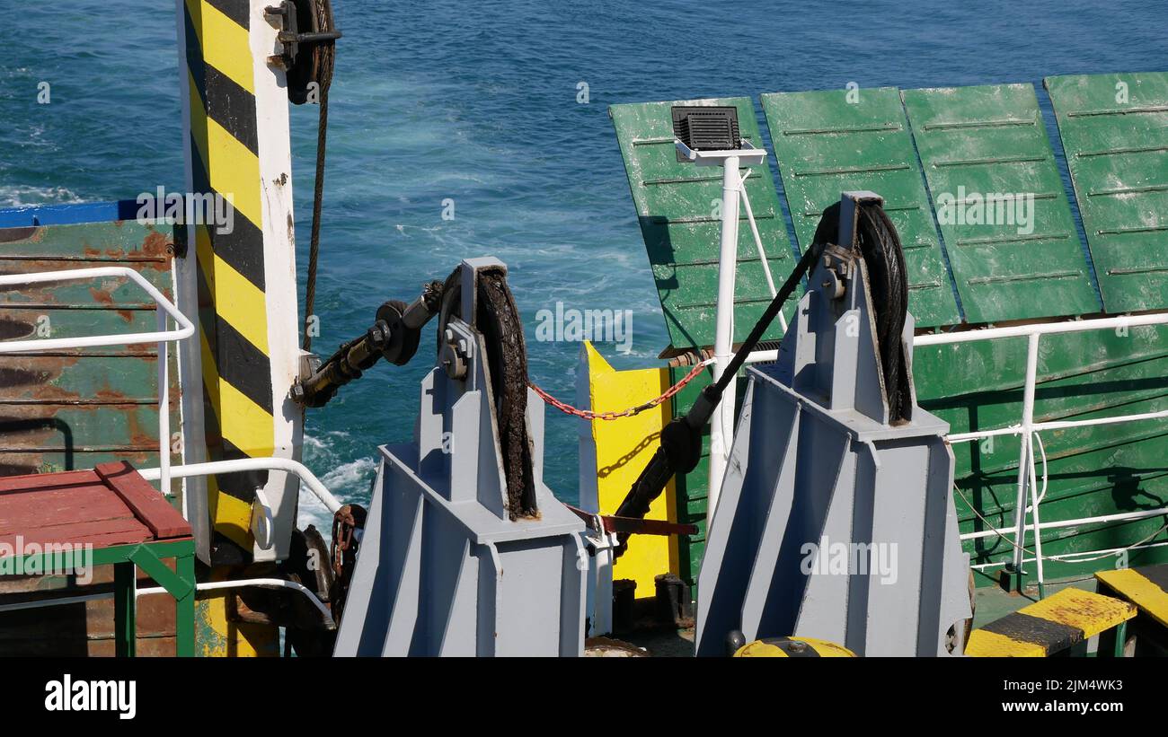 A windlass on the ship in Corfu, Greece Stock Photo Alamy
