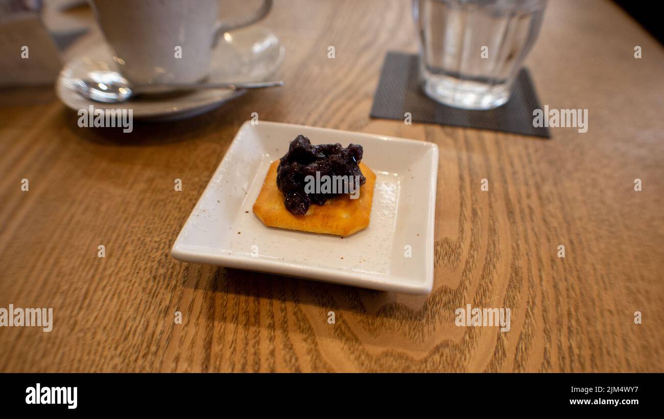 Japanese dessert made of red bean paste and coffee Stock Photo Alamy