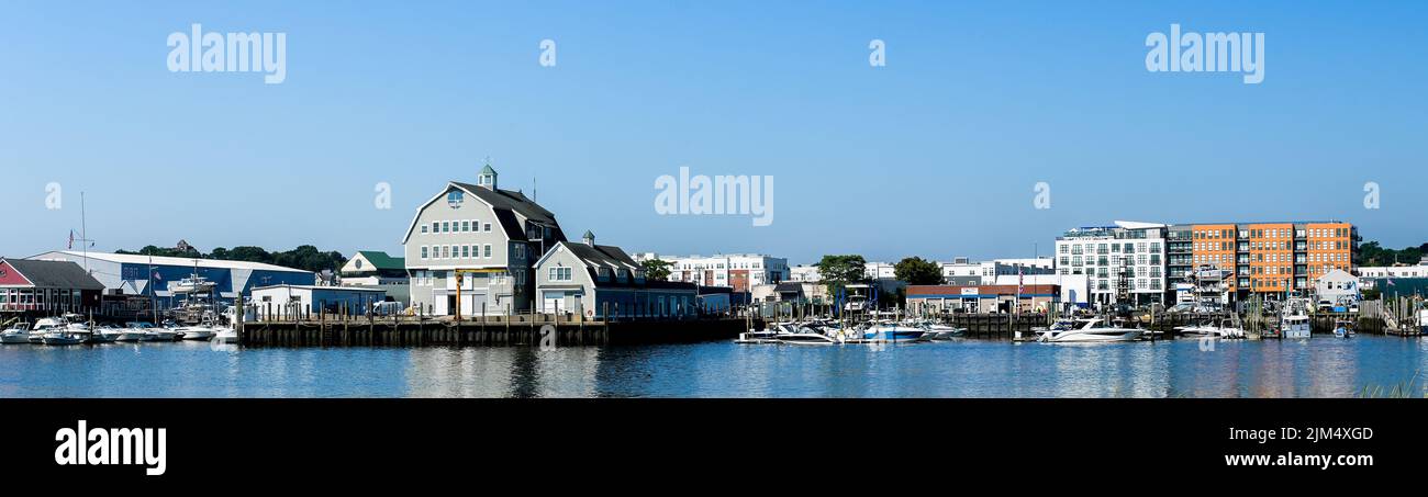 NORWALK, CT USA - AUGUST 4, 2022: Panorama view from Veterans park in summer day Stock Photo