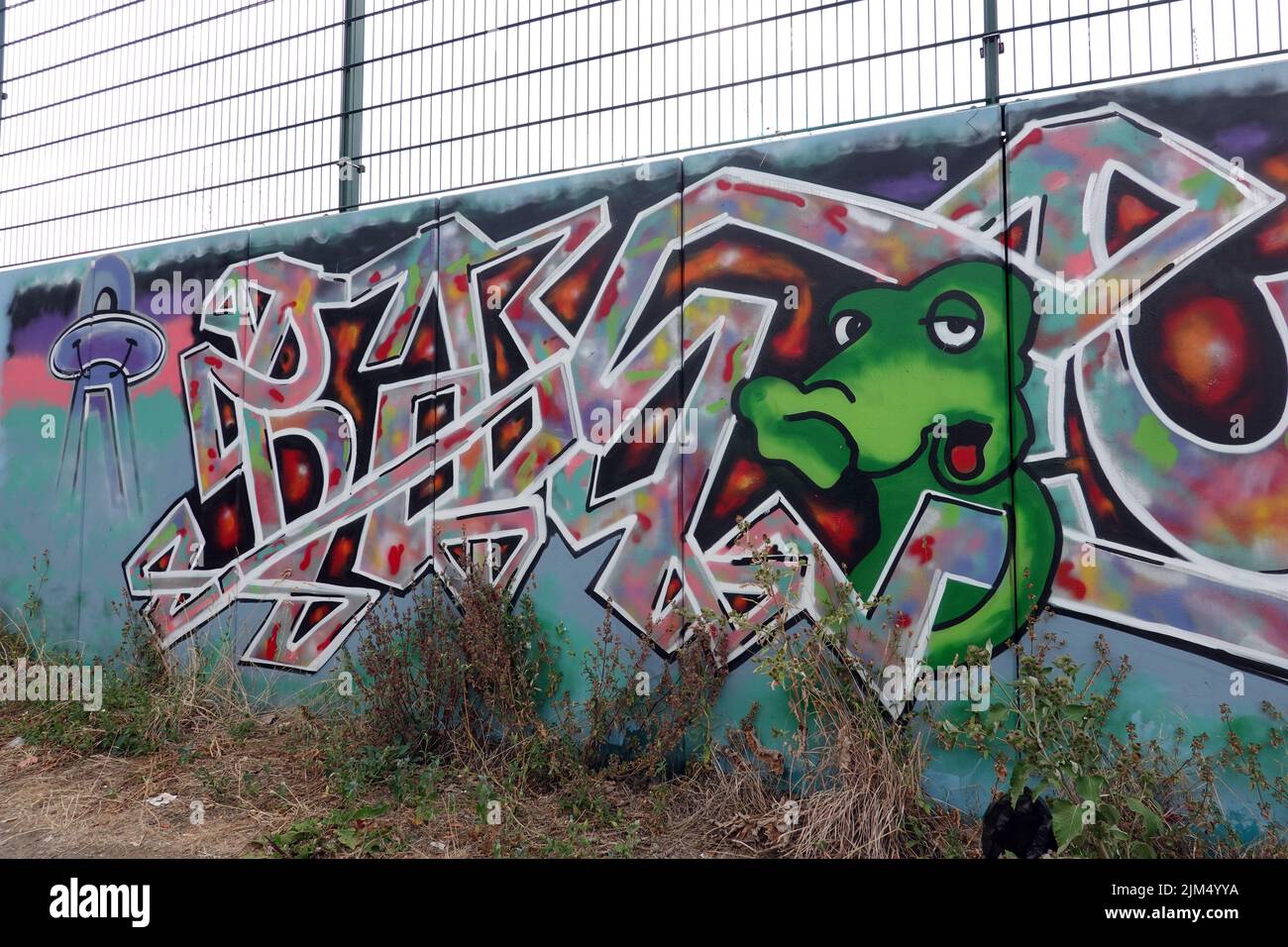 phantasievolle,künstlerische Graffiti an einer Mauer, Nordrhein-Westfalen, Deutschland, Köln Stock Photo
