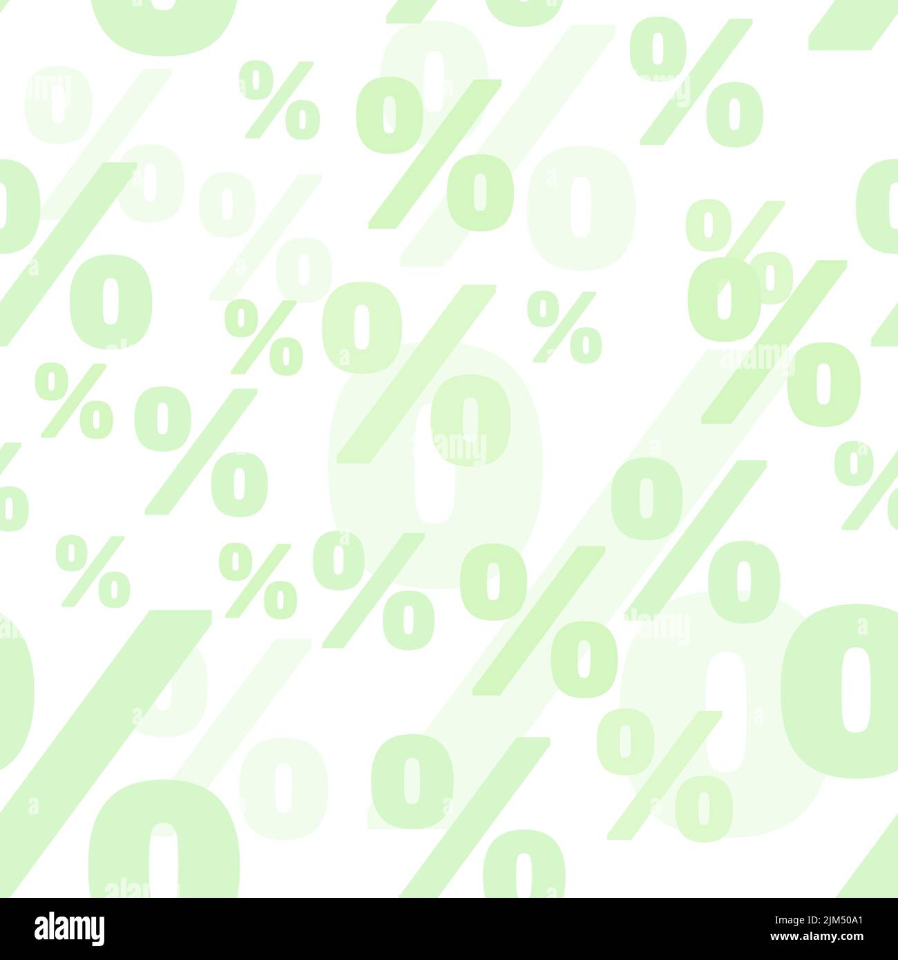 Percent seamless vector background. Advertisement promo texture with percent symbol. Light green color. Stock Vector