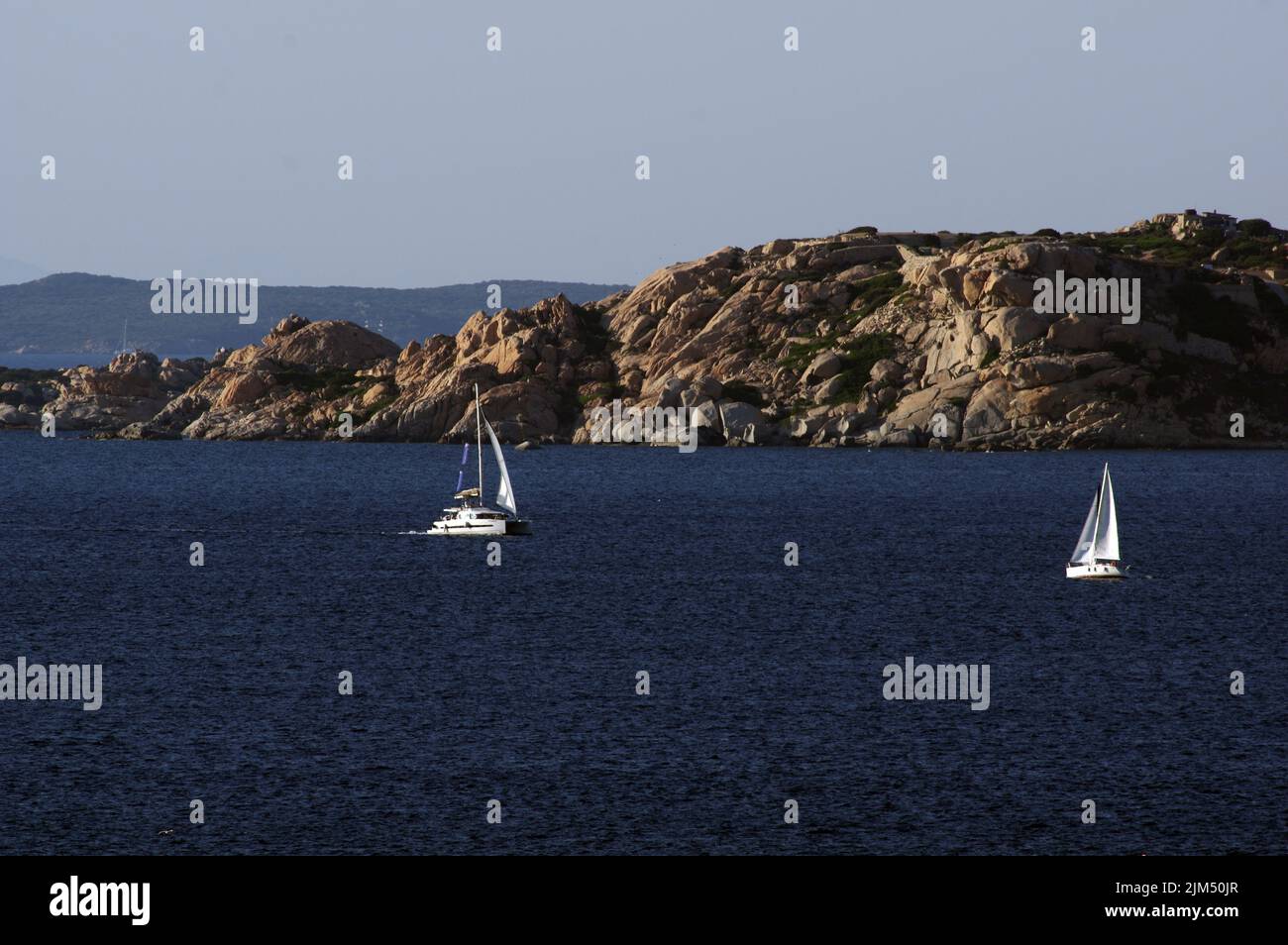 Boat's traffic in the La Maddalena archipelago, Sardinia, Italy Stock Photo