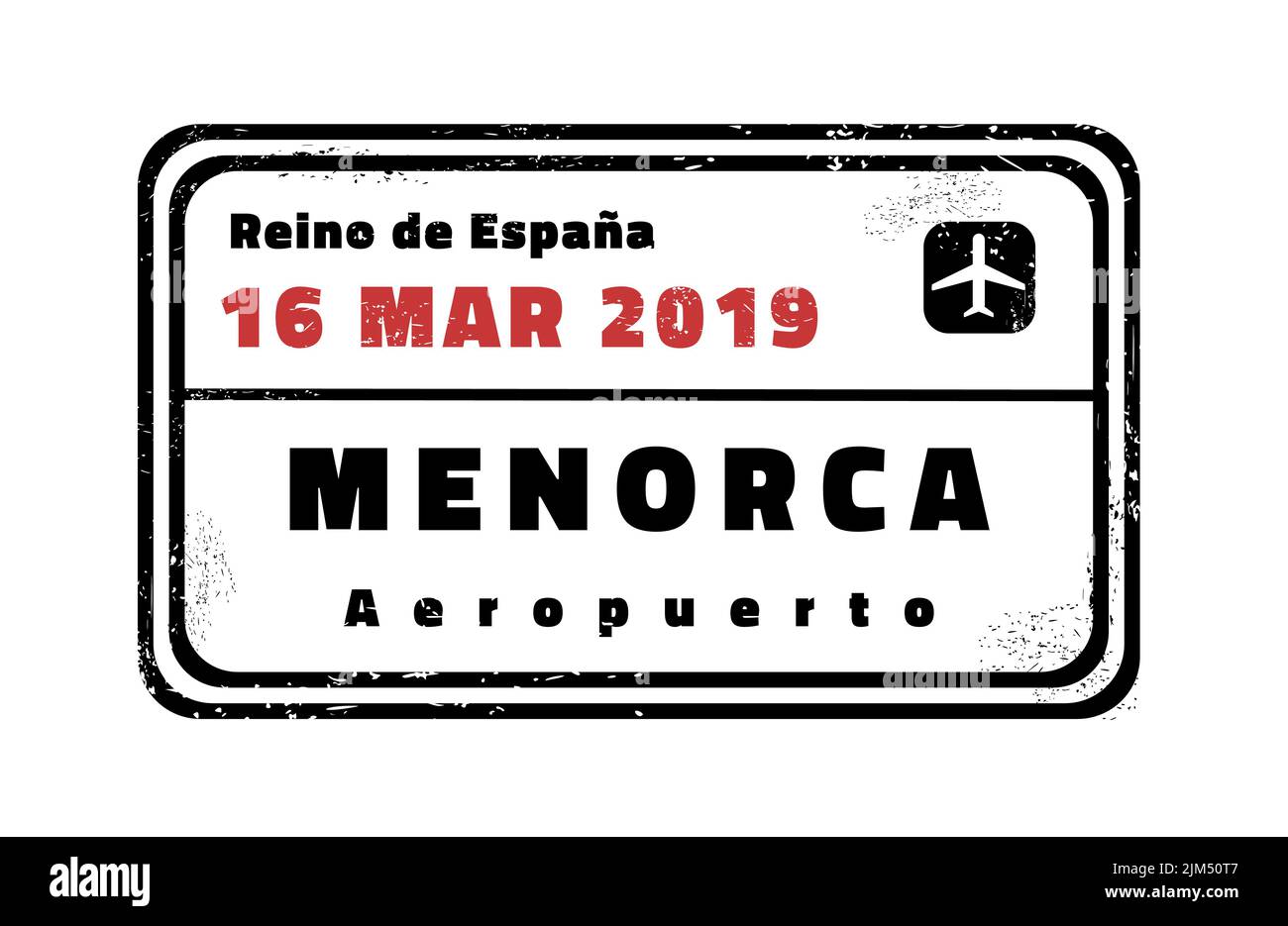 Menorca passport stamp. Novelty vector travel stamp with island destination in Spain. Stock Vector