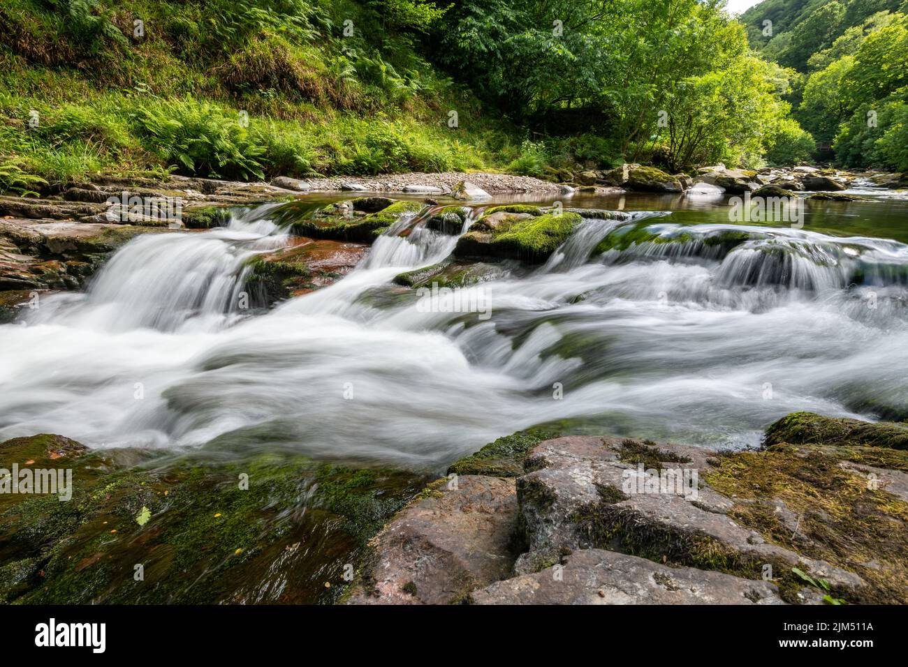 Long exposure of the Watersmeet Bridge waterfall on the East Lyn river