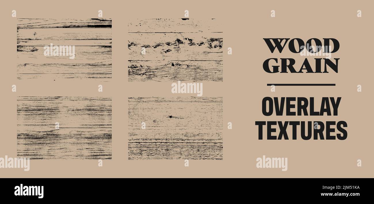 set of wood grain texture overlays, vector illustration Stock Vector