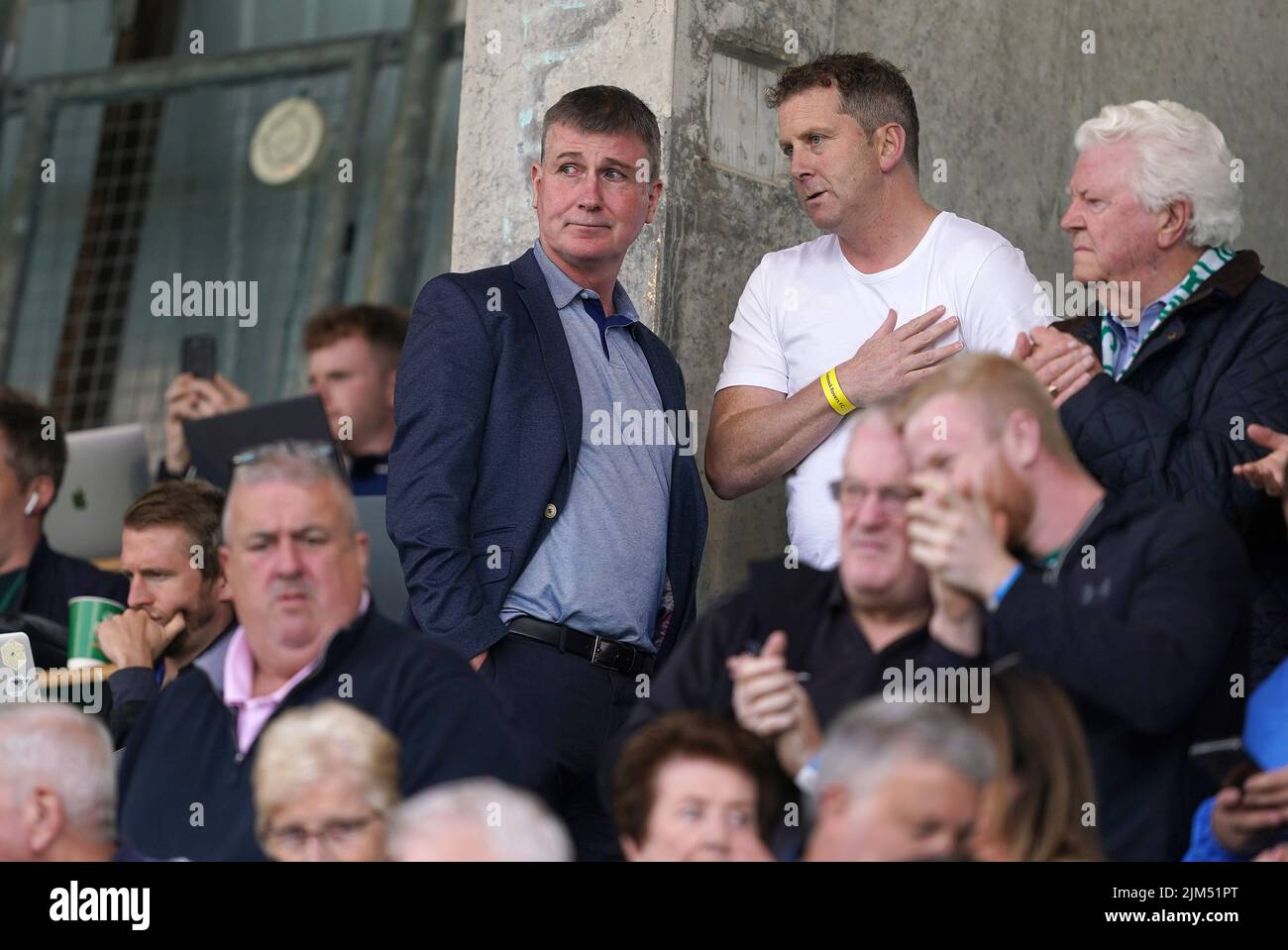 Republic of Ireland manager Stephen Kenny in the stands ahead of the UEFA Europa League third qualifying round, first leg match at the Tallaght Stadium in Dublin, Ireland. Picture date: Thursday August 4, 2022. Stock Photo