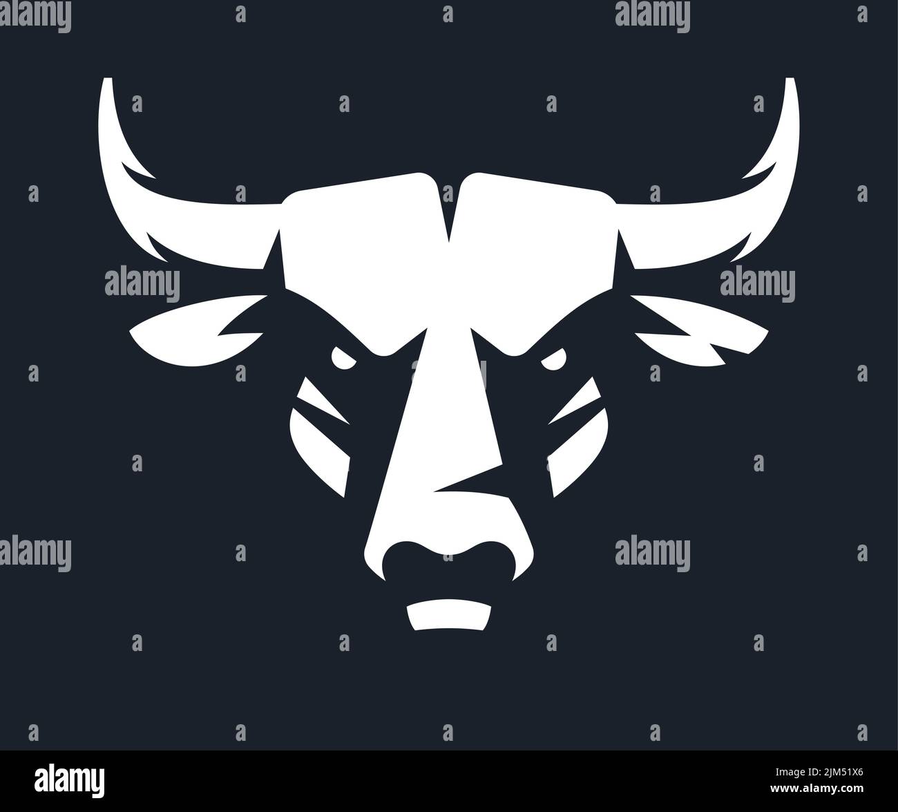 Bull head vector illustration in black and white colors Stock Vector