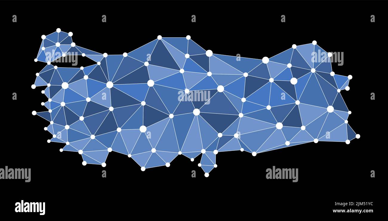 Turkey polygon map. Vector Turkey map polygonal style. Stock Vector