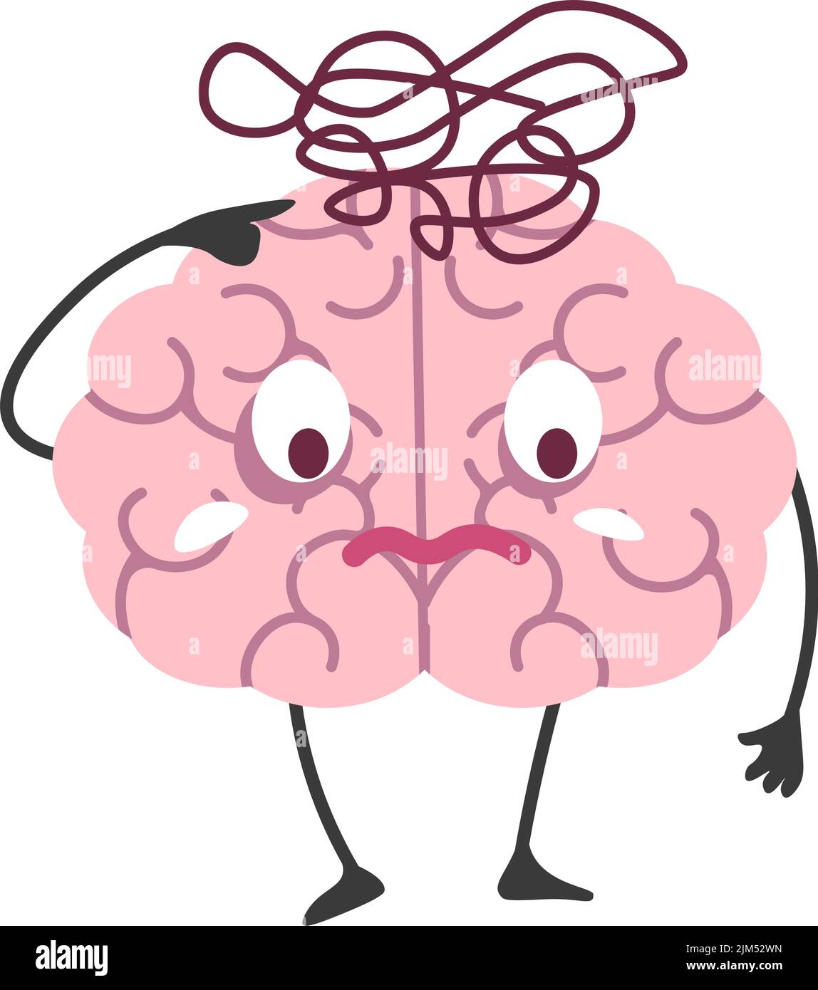 Puzzled brain, confused and baffled mind character Stock Vector Image