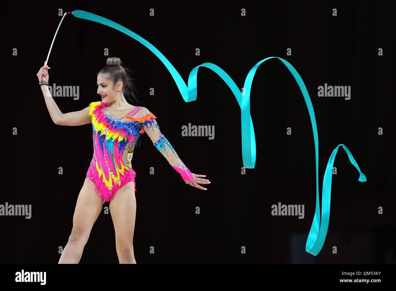 Cyprus' Neofyta Mavrikiou during Rhythmic Gymnastics, Team Final and