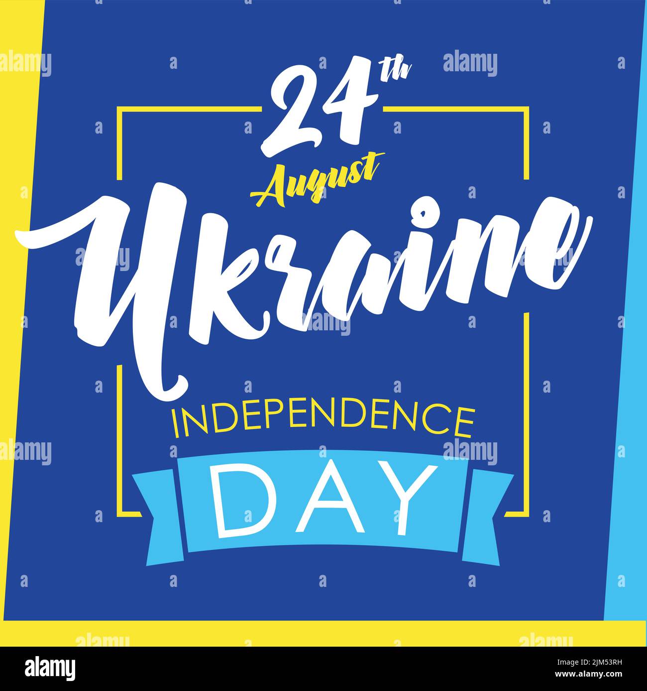 Happy Independence Day, Ukraine Creative congrats. Ukrainian holiday. Isolated abstract graphic design template. White, yellow and blue colors. Stock Vector