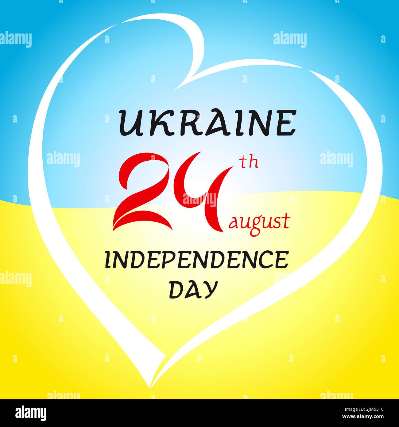 Happy Independence Day Ukraine. Creative congrats. Ukrainian holiday background. Isolated abstract graphic design template. Yellow and blue colors. Stock Vector