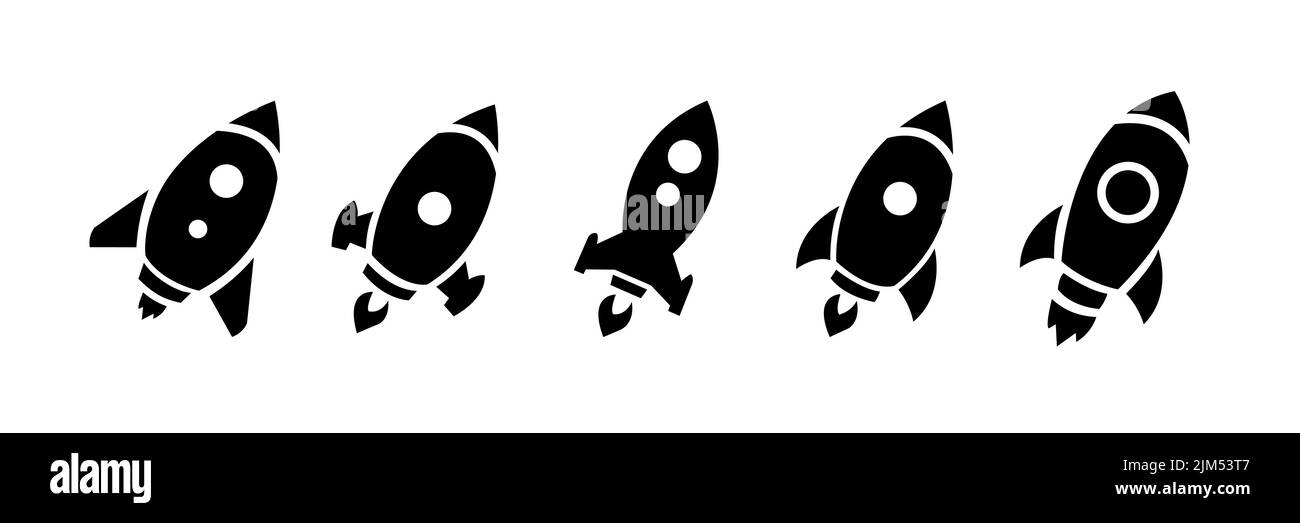 Vector isolated rockets icons set Stock Vector