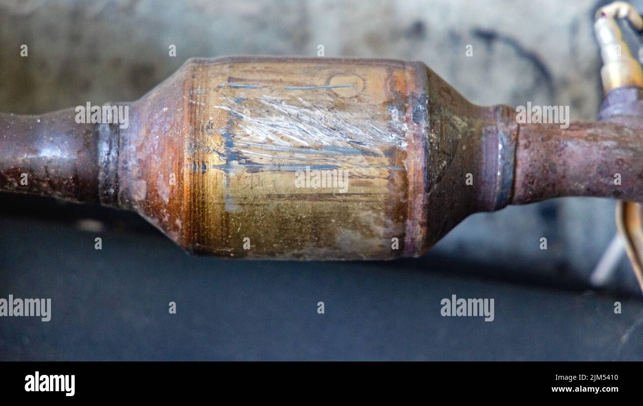 Catalytic Converter Exhaust System Damage Scrap Metal Recycling Stock Photo Alamy