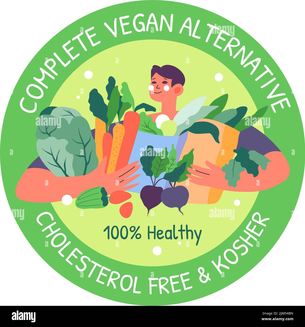 Vegan alternatives, cholesterol free and kosher Stock Vector