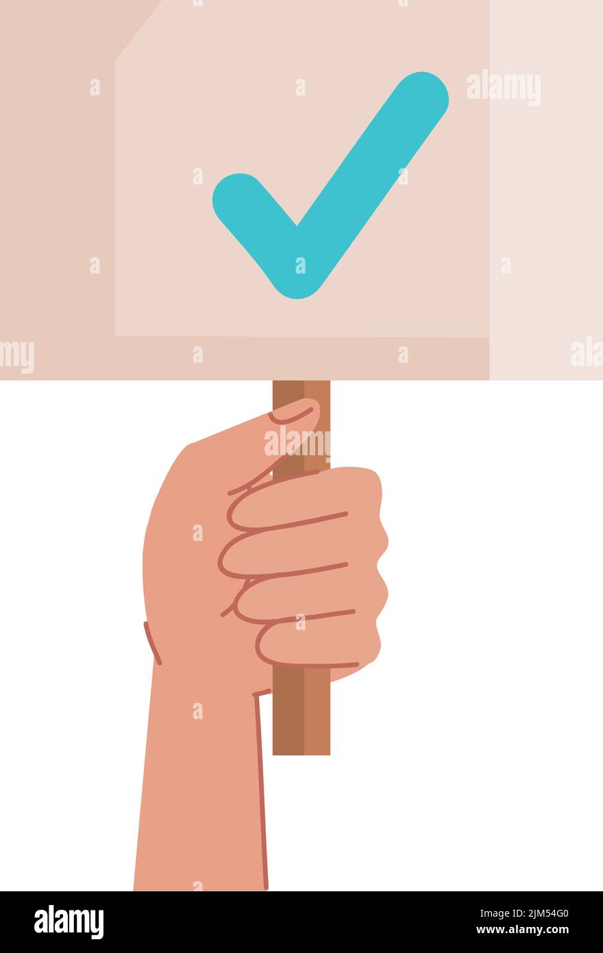 hand with banner check Stock Vector