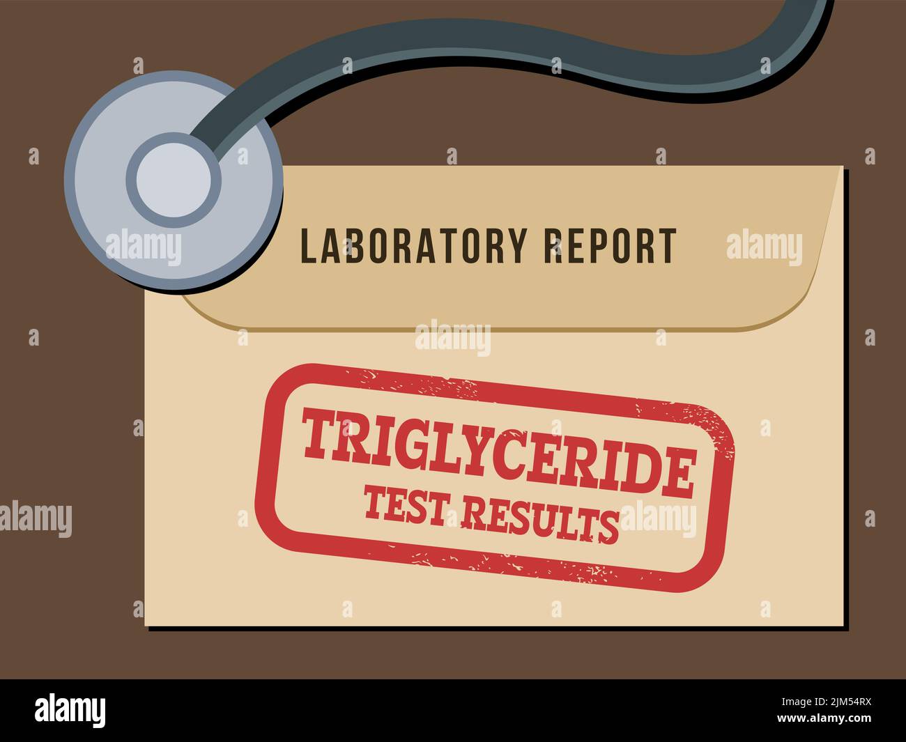 Triglyceride bloodwork laboratory test results. Health concept. Medical laboratory report envelope. Vector illustration. Stock Vector