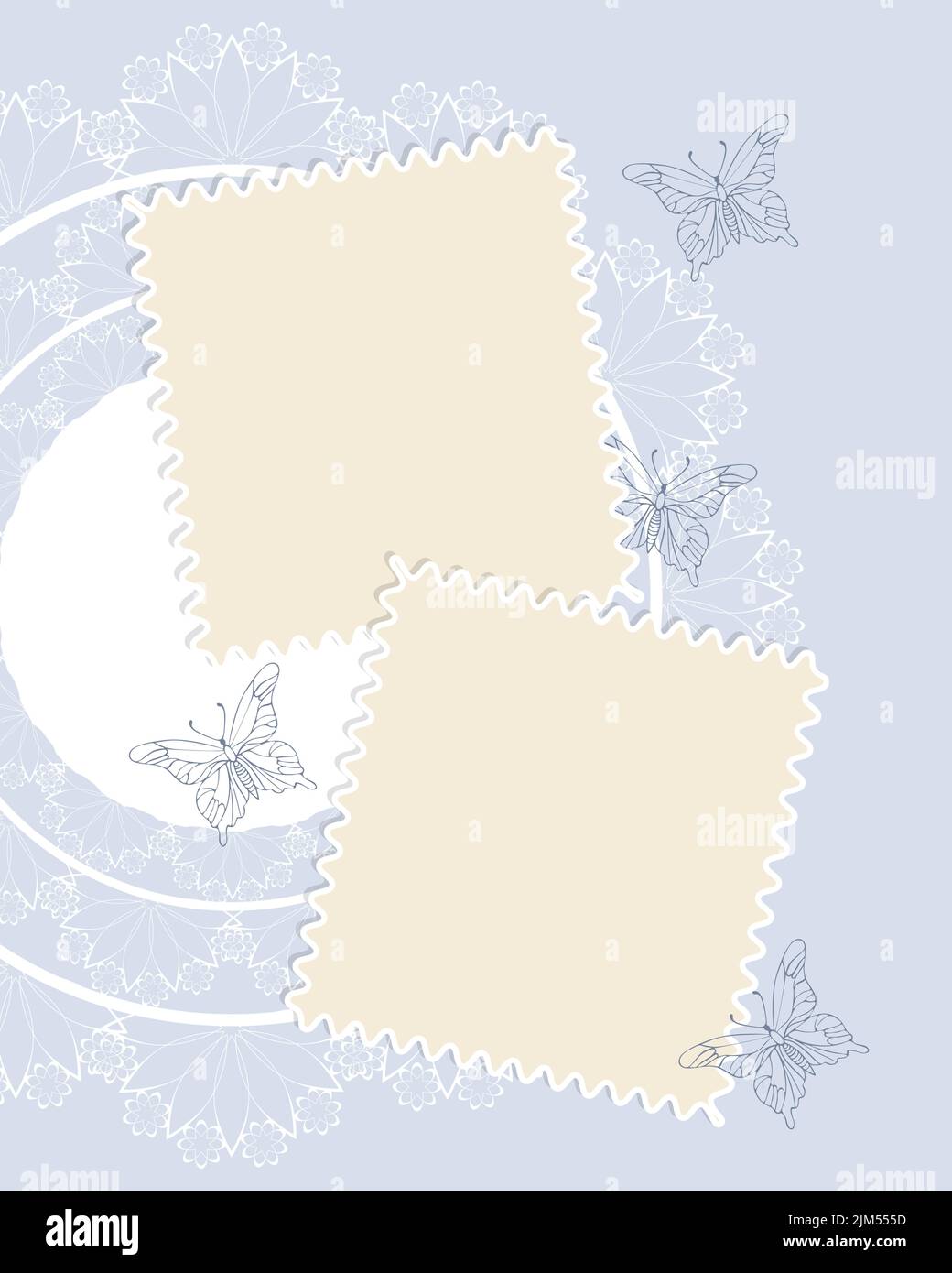 Photobook Collage frame lace, butterfly . Vector illustration Stock