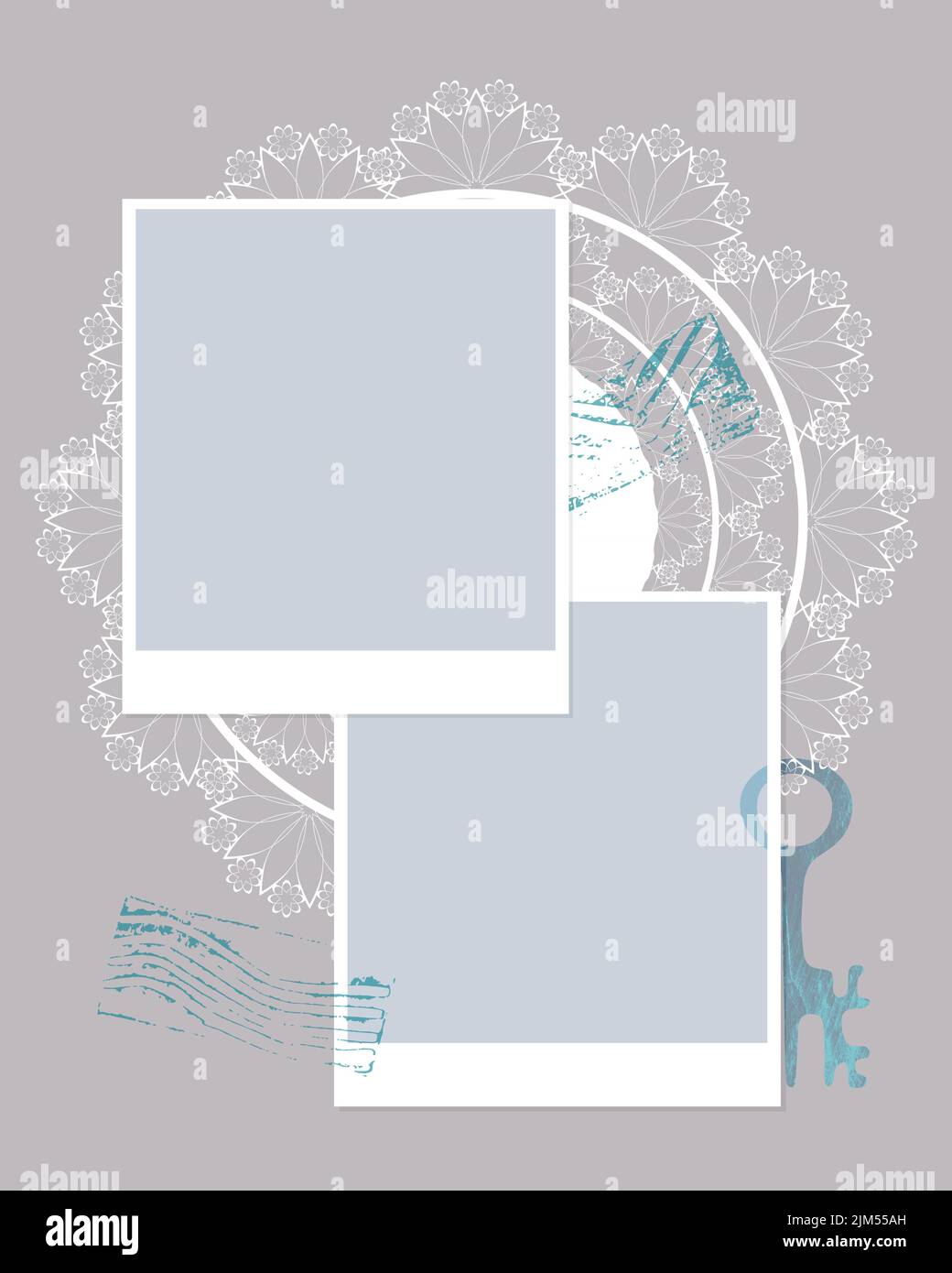 Photobook Collage frame lace key stamp. Vector Stock Vector Image & Art Alamy