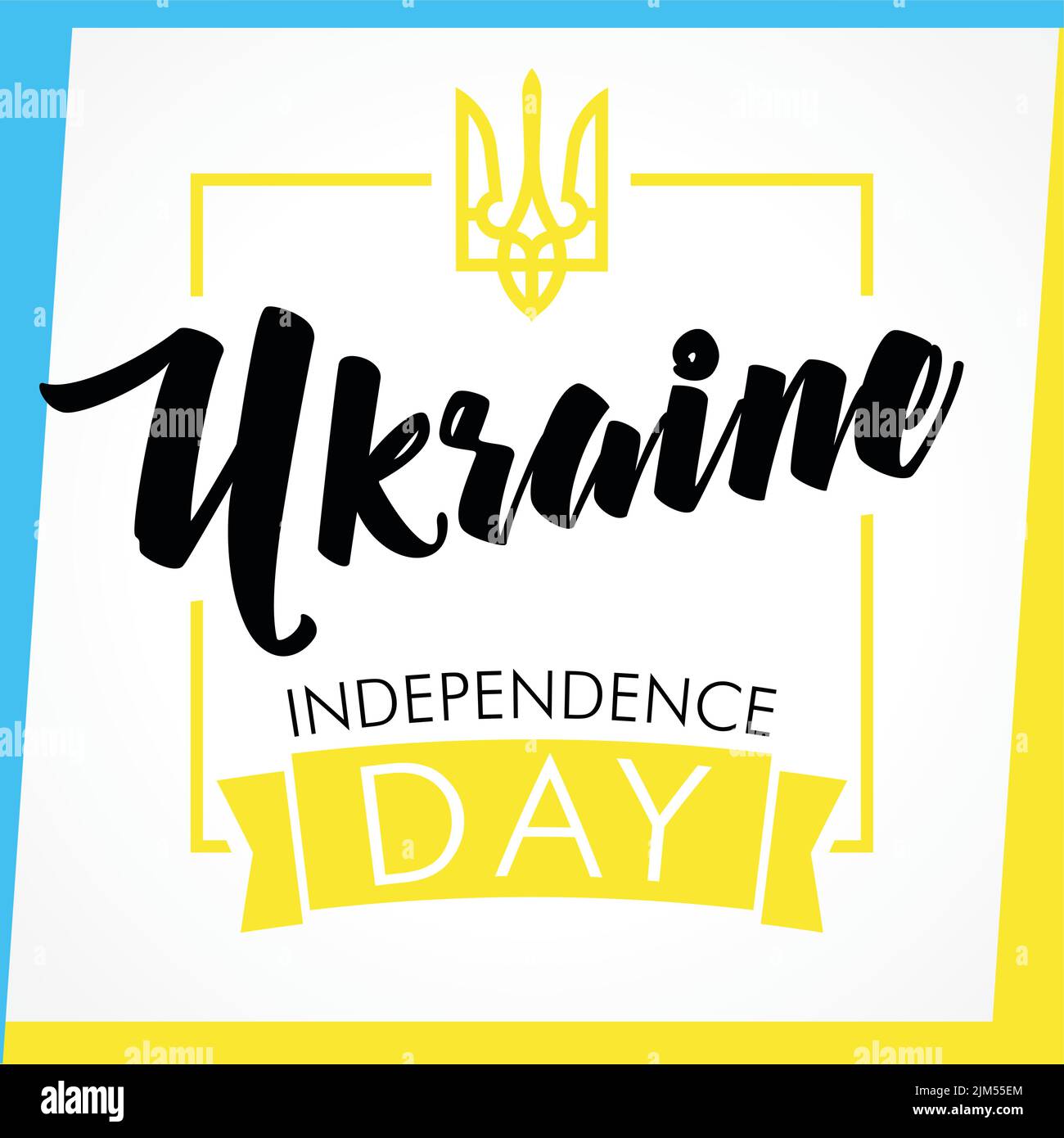 Independence day of Ukraine greeting card. National holiday in Ukraine vector square network banner concept. 24 th of August Ukrainian holiday. Stock Vector