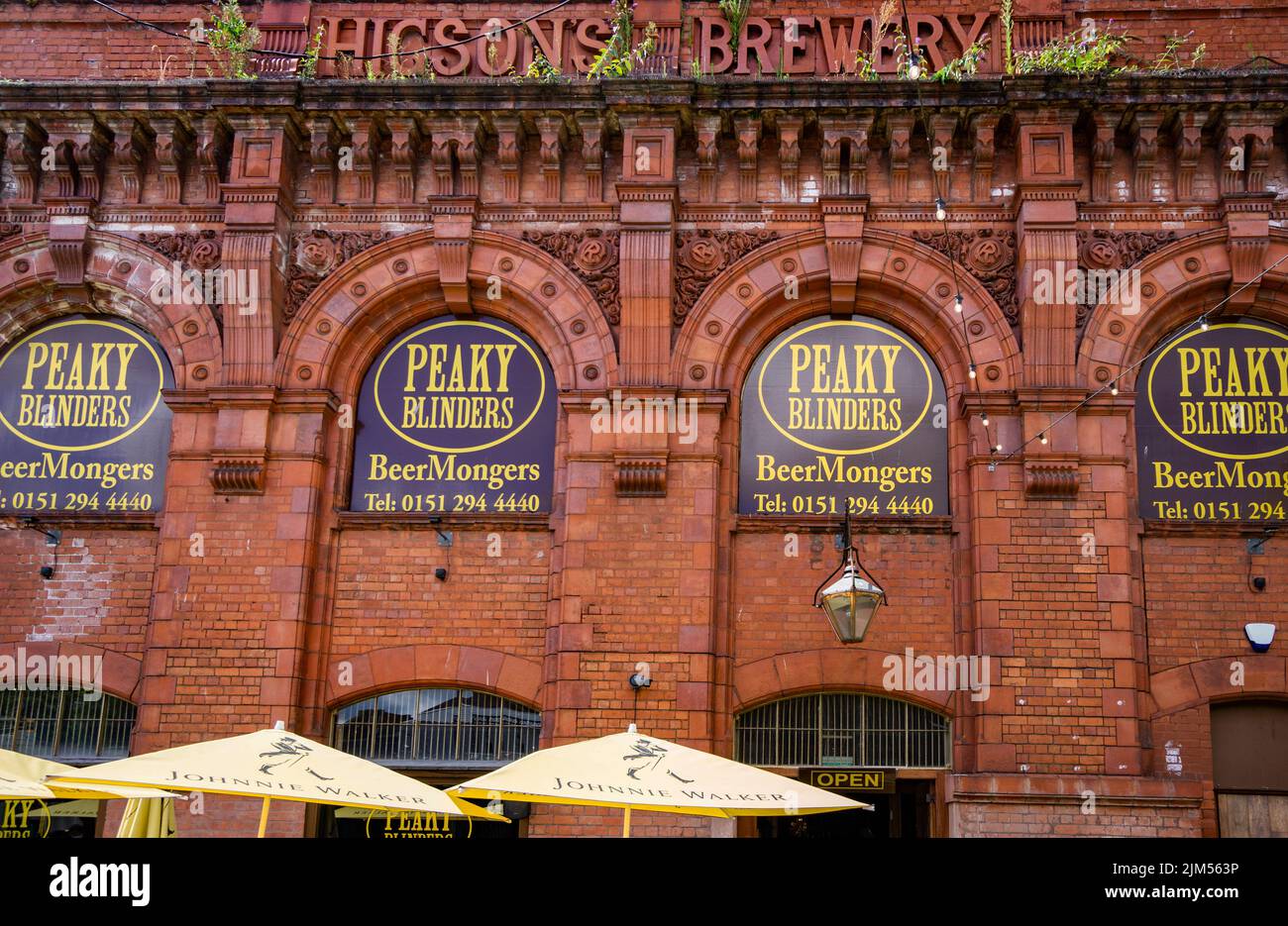 Peaky Blinders bar and restaurant in old Hicson's Brewery in Baltic Triangle, Liverpool Stock Photo