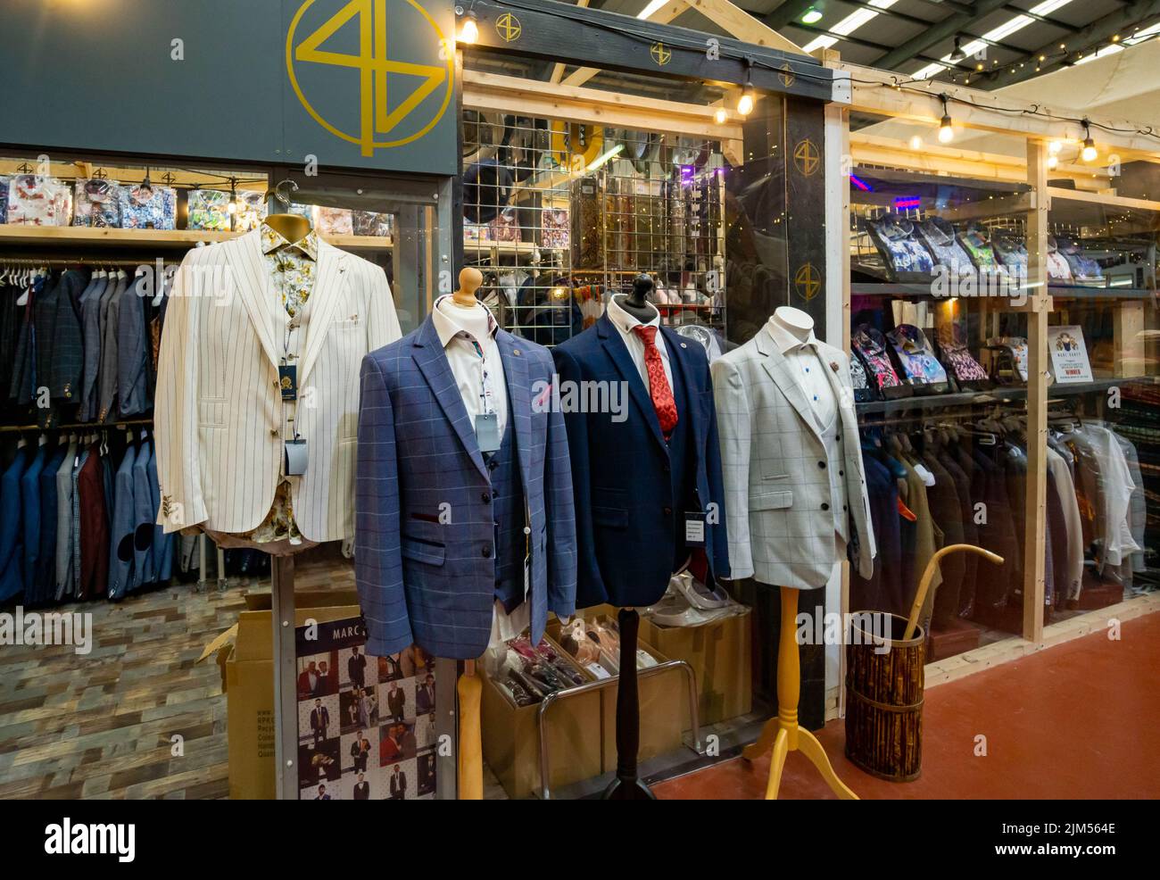 Men's clothing shop in Red Brick market, Baltic Triangle, Liverpool Stock Photo