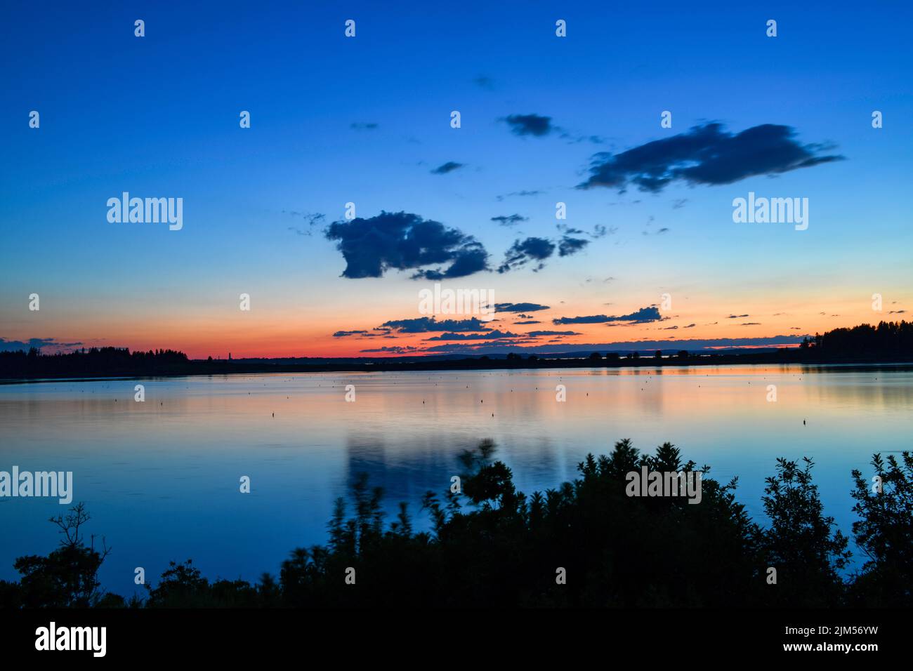 July 29 2022.  Barnes Island.  Sunset view of Whaleboat Island.  Casco Bay, Maine Stock Photo