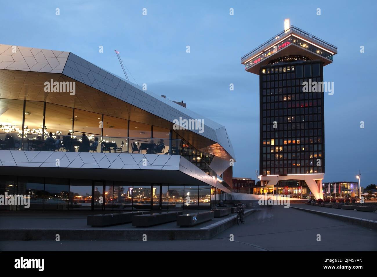 The EYE Filmmuseum and the 20-storey A'DAM Lookout observation deck, Amsterdam, Netherlands. Stock Photo